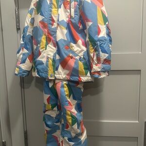 Mini Boden Multicolor Geometric Puffer Jacket and Pants Set